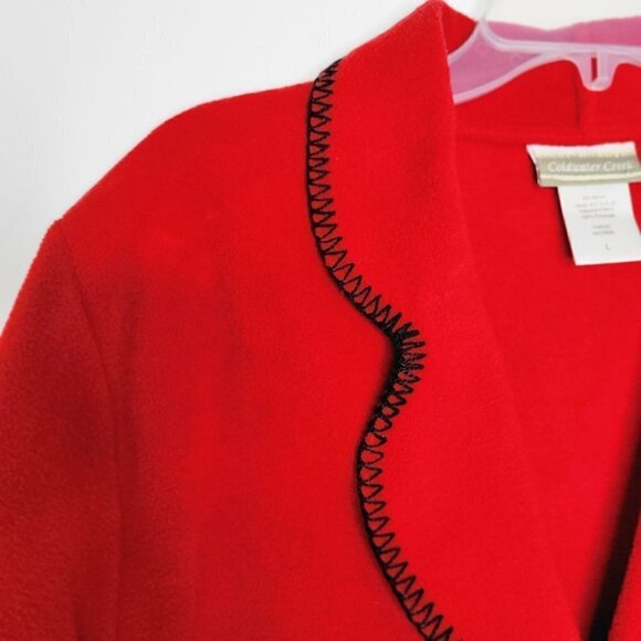 Coldwater Creek Button Down Red Fleece Jacket Women Size Large - Picture 5 of 14